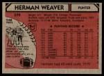 1980 Topps #379 Herman Weaver Back Thumbnail