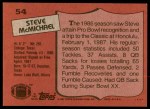 1987 Topps #54 Steve McMichael Back Thumbnail
