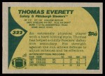1989 Topps #322 Thomas Everett Back Thumbnail