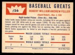 1960 Fleer #26 Bob Feller Back Thumbnail