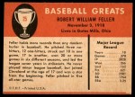 1961 Fleer #25 Bob Feller Back Thumbnail