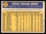 1970 Topps #274 Gerry Arrigo Back Thumbnail