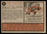 1962 Topps #66 Cuno Barragon Back Thumbnail
