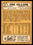 1968 Topps #91 Jim Ollom Back Thumbnail