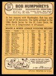 1968 Topps #268 Bob Humphreys Back Thumbnail