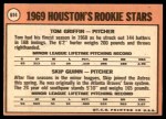 1969 Topps #614 - Tom Griffin / Skip Guinn Houston Rookies Back Thumbnail