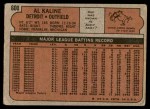 1972 Topps #600 Al Kaline Back Thumbnail