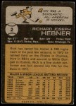 1973 Topps #2 Rich Hebner Back Thumbnail