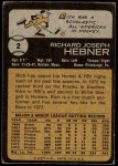 1973 Topps #2 Rich Hebner Back Thumbnail