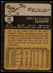 1973 Topps #15 Ralph Garr Back Thumbnail