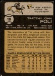 1973 Topps #19 Tim Foli Back Thumbnail
