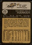 1973 Topps #216 Toby Harrah Back Thumbnail