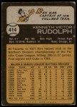 1973 Topps #414 Ken Rudolph Back Thumbnail
