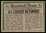1974 Topps Traded #62 T - Bob Locker Traded Back Thumbnail