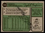 1974 Topps #155 Bert Campaneris Back Thumbnail