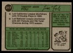 1974 Topps #217 Tim Foli Back Thumbnail