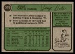 1974 Topps #376 Jorge Orta Back Thumbnail
