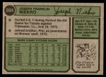 1974 Topps #504 Joe Niekro Back Thumbnail