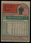 1975 Topps #59 Ken Henderson Back Thumbnail
