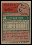 1975 Topps #63 Steve Swisher Back Thumbnail