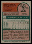 1975 Topps #77 Richie Zisk Back Thumbnail