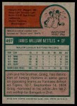 1975 Topps #497 Jim Nettles Back Thumbnail