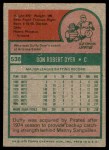 1975 Topps #538 Duffy Dyer Back Thumbnail