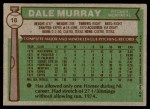 1976 Topps #18 Dale Murray Back Thumbnail