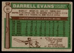 1976 Topps #81 Darrell Evans Back Thumbnail