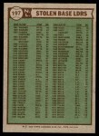 1976 Topps #197 - Dave Lopes / Joe Morgan / Lou Brock NL SB Leaders Back Thumbnail