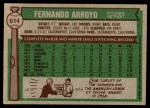 1976 Topps #614 Fernando Arroyo Back Thumbnail