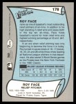 1989 Pacific Legends #178 Roy Face Back Thumbnail