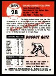 1991 Topps 1953 Archives #28 Eddie Pellagrini Back Thumbnail