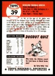 1991 Topps 1953 Archives #39 Eddie Miksis Back Thumbnail