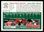1954 Topps Archives #174 Tom Qualters Back Thumbnail