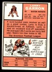 1966 Topps #6 Larry Garron Back Thumbnail