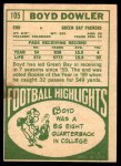 1968 Topps #105 Boyd Dowler Back Thumbnail