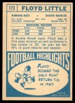 1968 Topps #173 Floyd Little Back Thumbnail