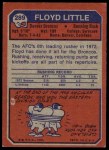 1973 Topps #289 Floyd Little Back Thumbnail