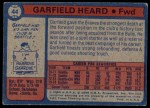 1974 Topps #44 Garfield Heard Back Thumbnail