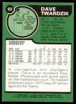 1977 Topps #62 Dave Twardzik Back Thumbnail