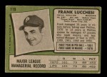 1971 Topps #119 Frank Lucchesi Back Thumbnail