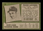 1971 Topps #119 Frank Lucchesi Back Thumbnail