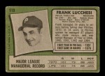 1971 Topps #119 Frank Lucchesi Back Thumbnail