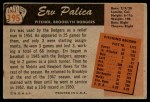 1955 Bowman #195 xTR Erv Palica Back Thumbnail