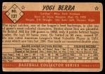 1953 Bowman #121 Yogi Berra Back Thumbnail