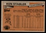 1981 Topps #405 Ken Stabler Back Thumbnail