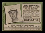 1971 Topps #713 Mike Marshall Back Thumbnail