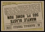 1961 Topps #406 - Mickey Mantle Baseball Thrills Back Thumbnail