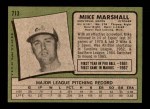 1971 Topps #713 Mike Marshall Back Thumbnail